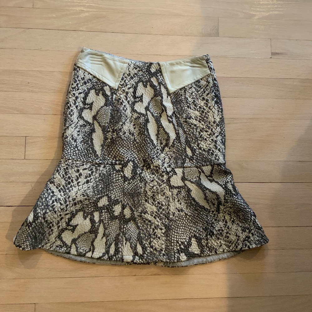 Yigal Azrouel gray snake print fit/flare skirt, size 2